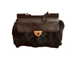 Diane Gail Bag~Black Rabbit Fur w/Lambskin Leather